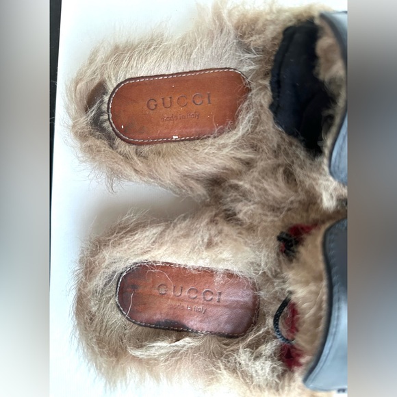 GUCCI - Black Princetown Fur Leather Mule Loafers -  Size 36 - Picture 3 of 5